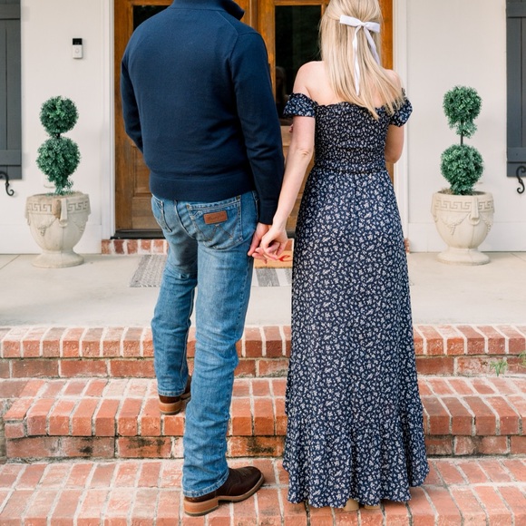 Floral Maxi Dress with Puff Sleeves - Picture 1 of 5